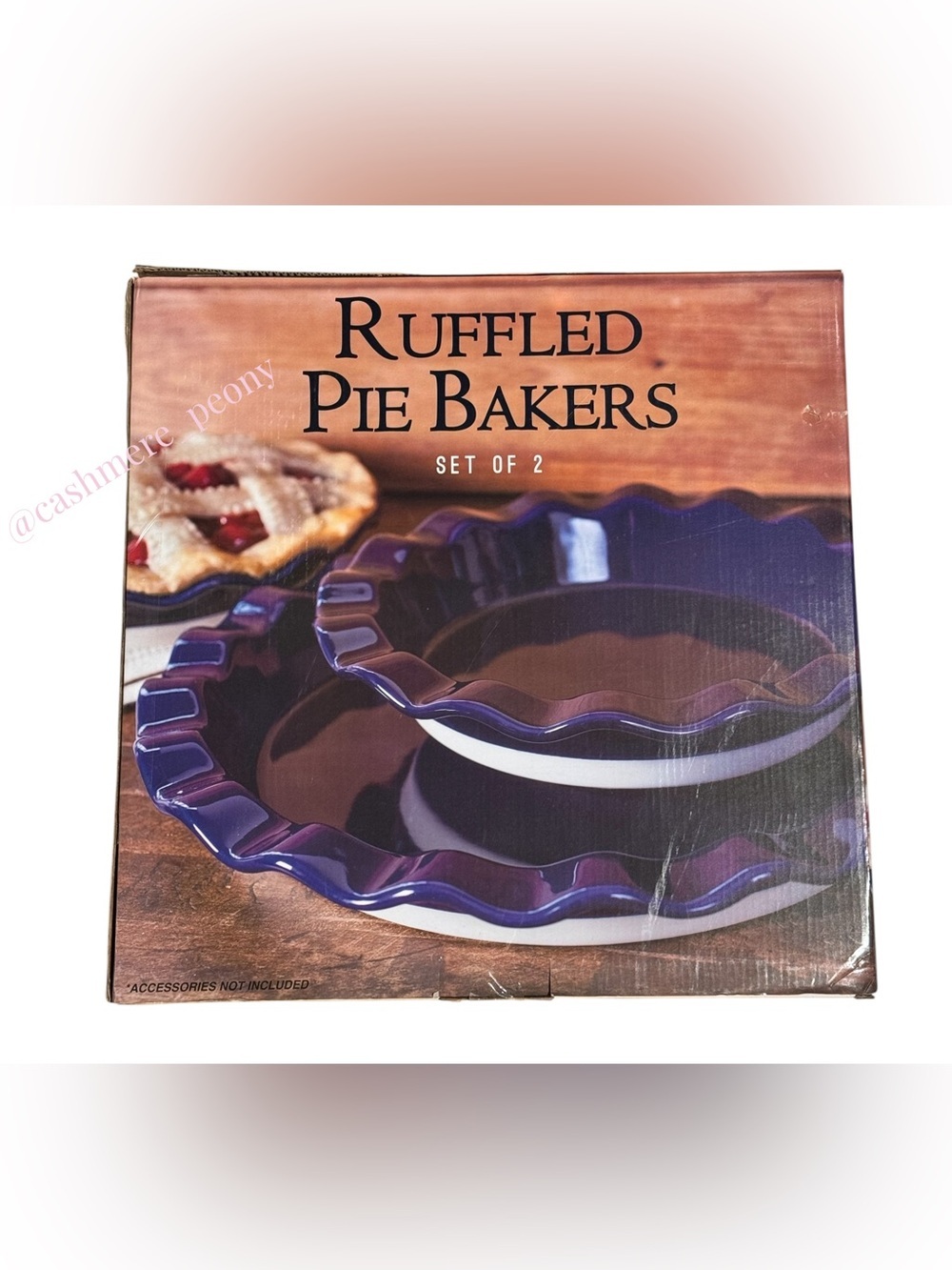 NEW Ruffled Pie Bakers Set of 2 Royal Blue Ceramic Stoneware 10.5” &  14” Dishes